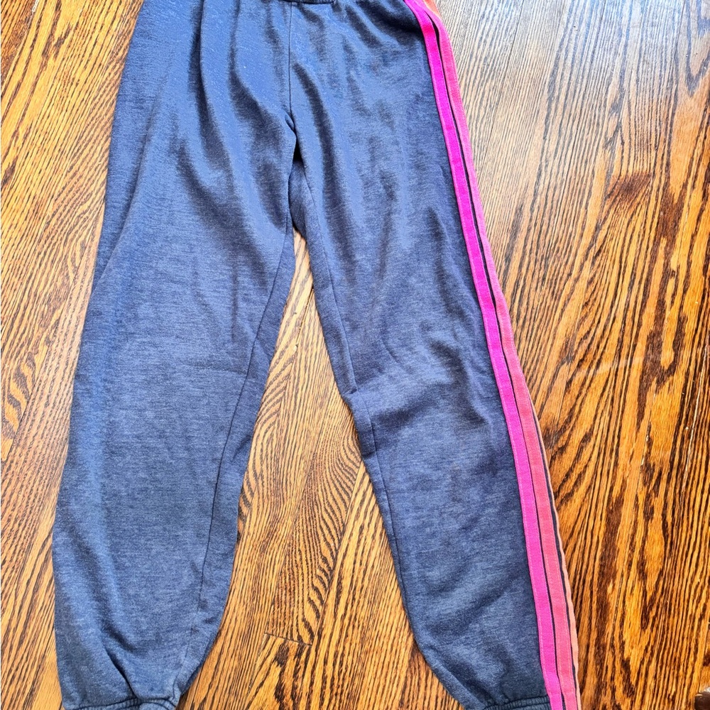 Aviator Nation Gray Joggers with Pink Stripe
